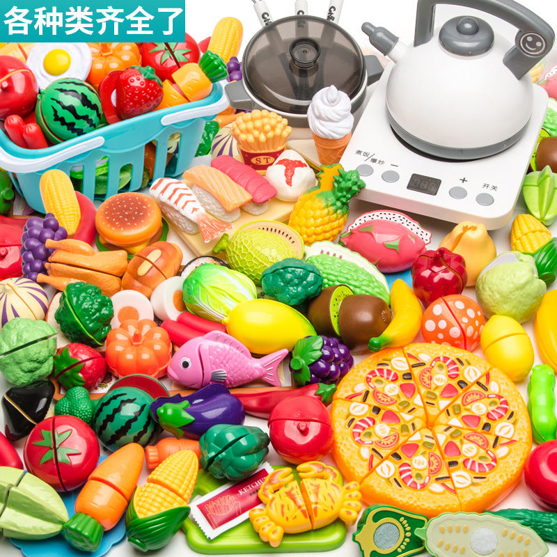 Children's Play House Toys Kitchen Girls Shopping Cart Vegetables Cut and Watch Baby Cut Fruits Boy Combination Fun