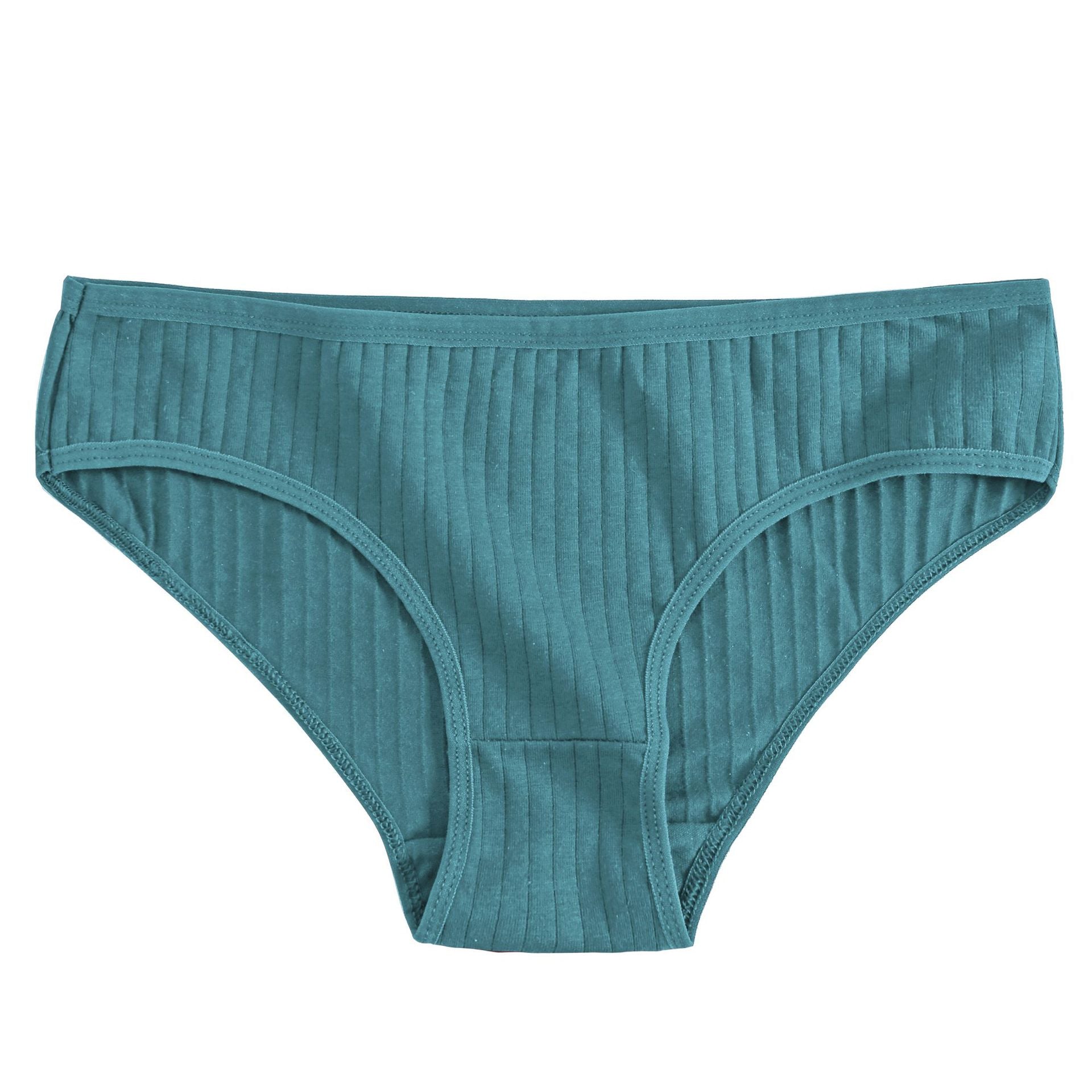 Cross-border new solid color striped briefs cotton underwear ladies sexy briefs underwear low waist underwear 3927