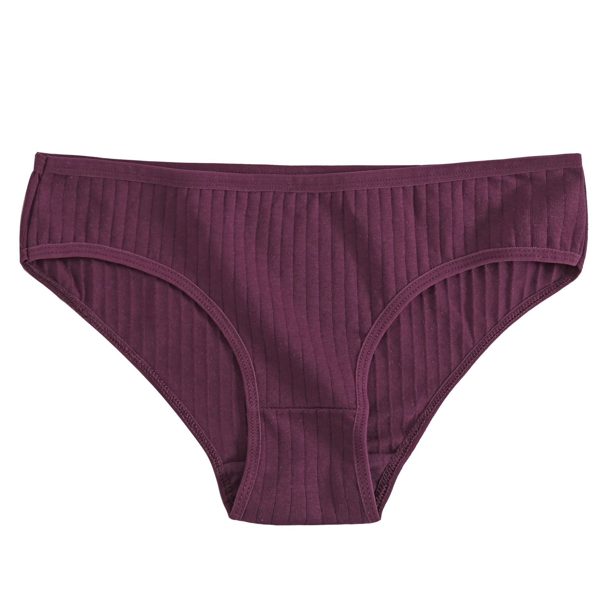 Cross-border new solid color striped briefs cotton underwear ladies sexy briefs underwear low waist underwear 3927