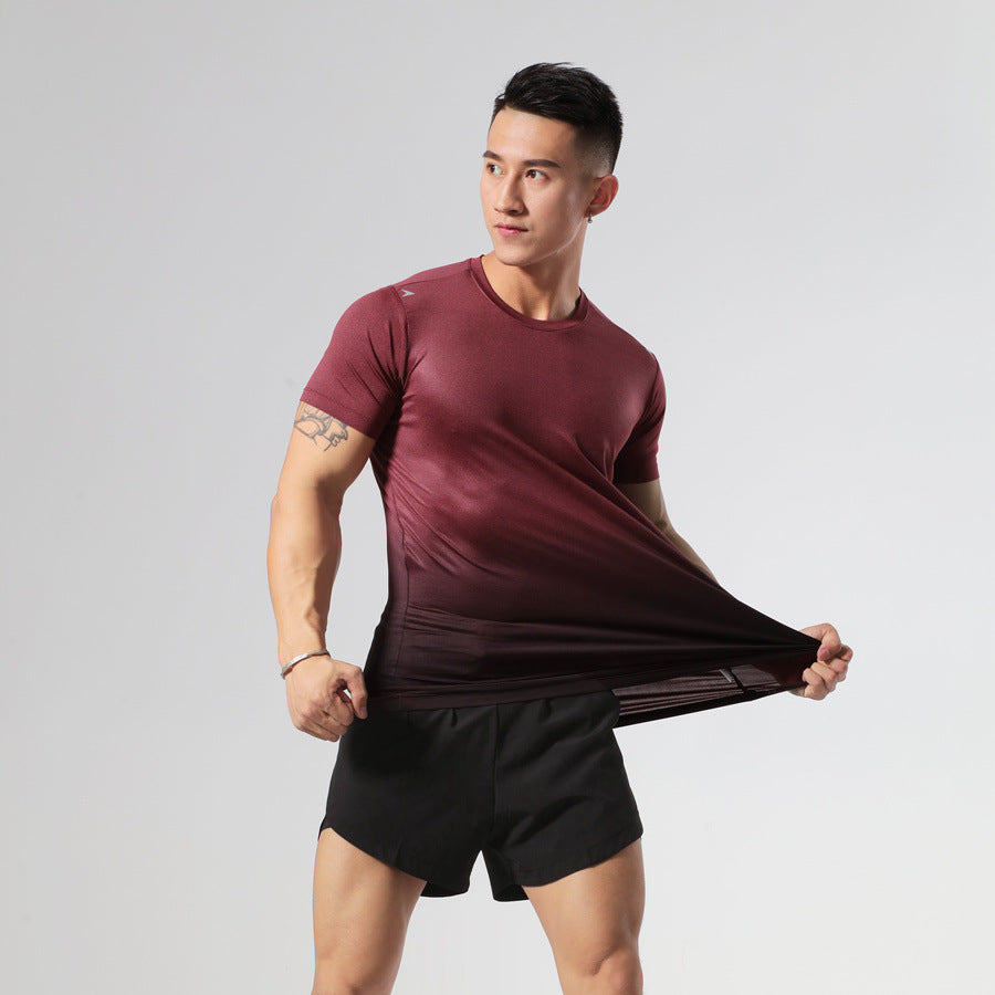 2022 new fitness T-shirt sweat-absorbent breathable elastic sports quick-drying clothing fitness leisure sports short-sleeved 1 piece