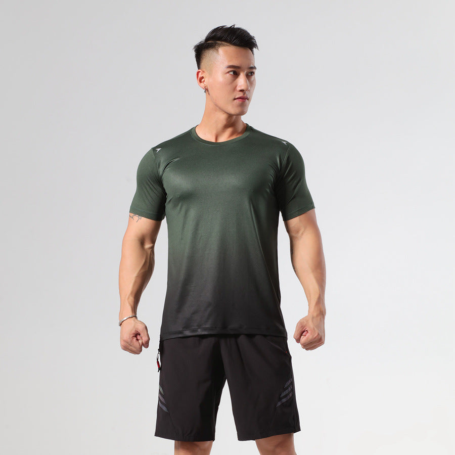 2022 new fitness T-shirt sweat-absorbent breathable elastic sports quick-drying clothing fitness leisure sports short-sleeved 1 piece