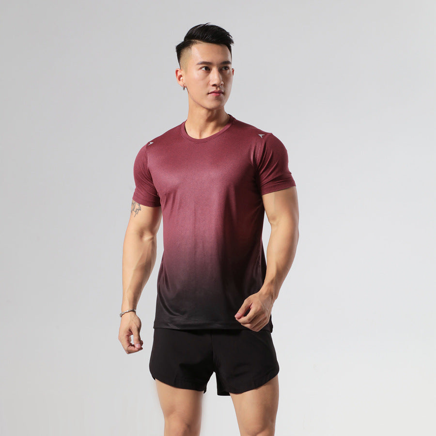 2022 new fitness T-shirt sweat-absorbent breathable elastic sports quick-drying clothing fitness leisure sports short-sleeved 1 piece