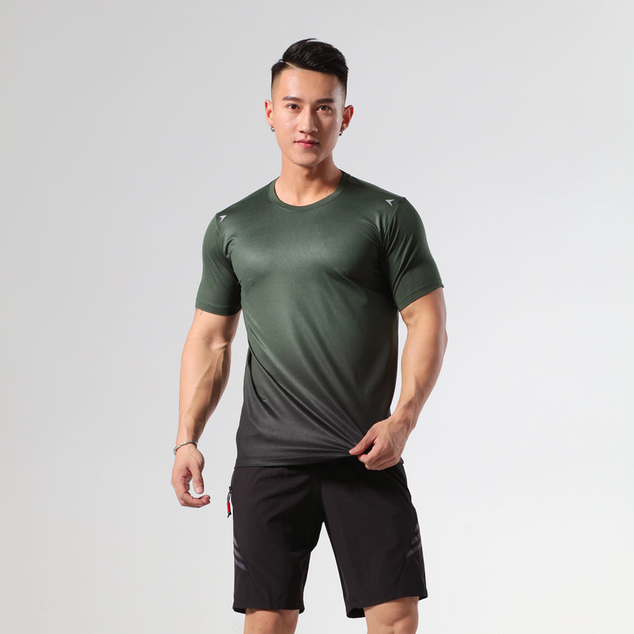 2022 new fitness T-shirt sweat-absorbent breathable elastic sports quick-drying clothing fitness leisure sports short-sleeved 1 piece