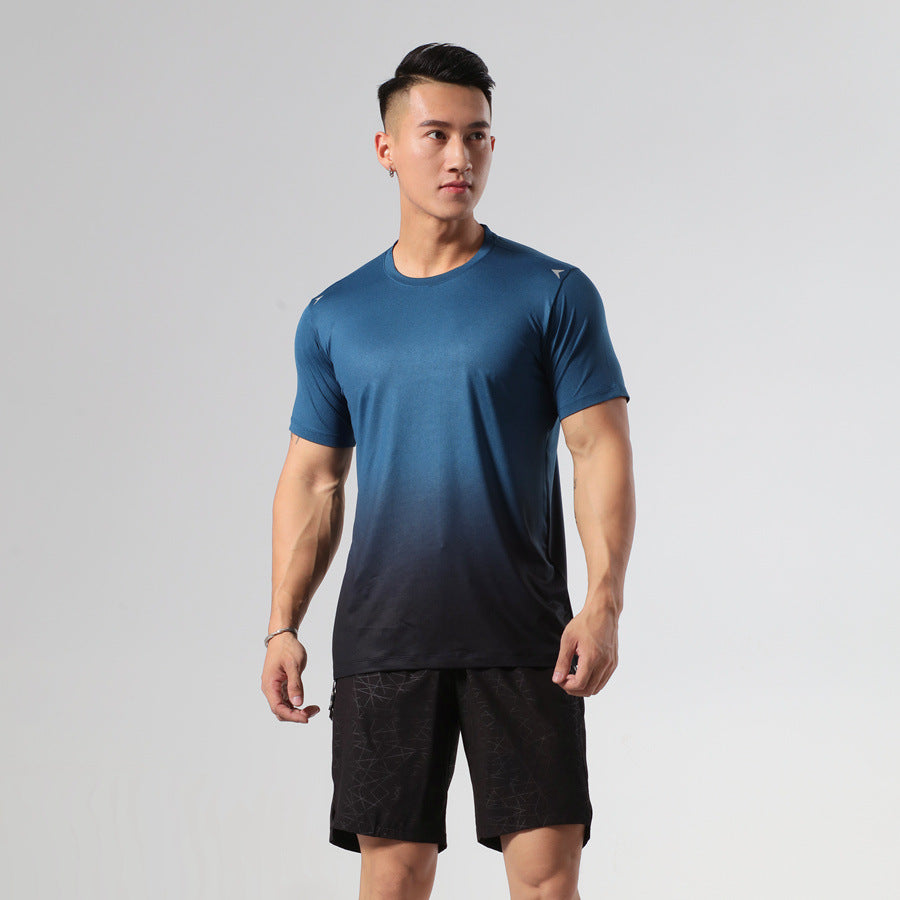 2022 new fitness T-shirt sweat-absorbent breathable elastic sports quick-drying clothing fitness leisure sports short-sleeved 1 piece