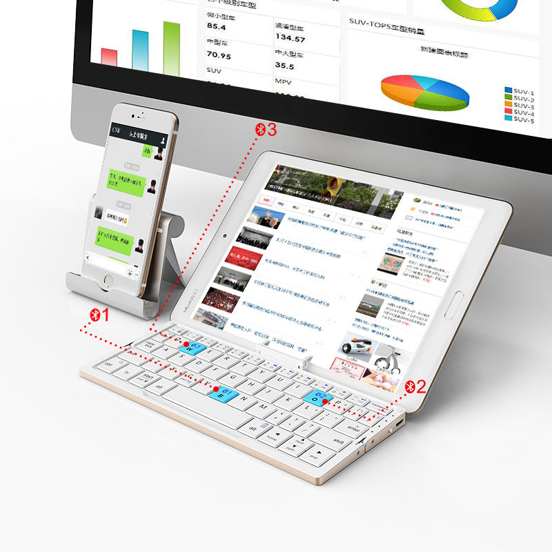 BOW Hangshi folding bluetooth keyboard wireless portable mobile phone tablet universal portable rechargeable cross-border special supply