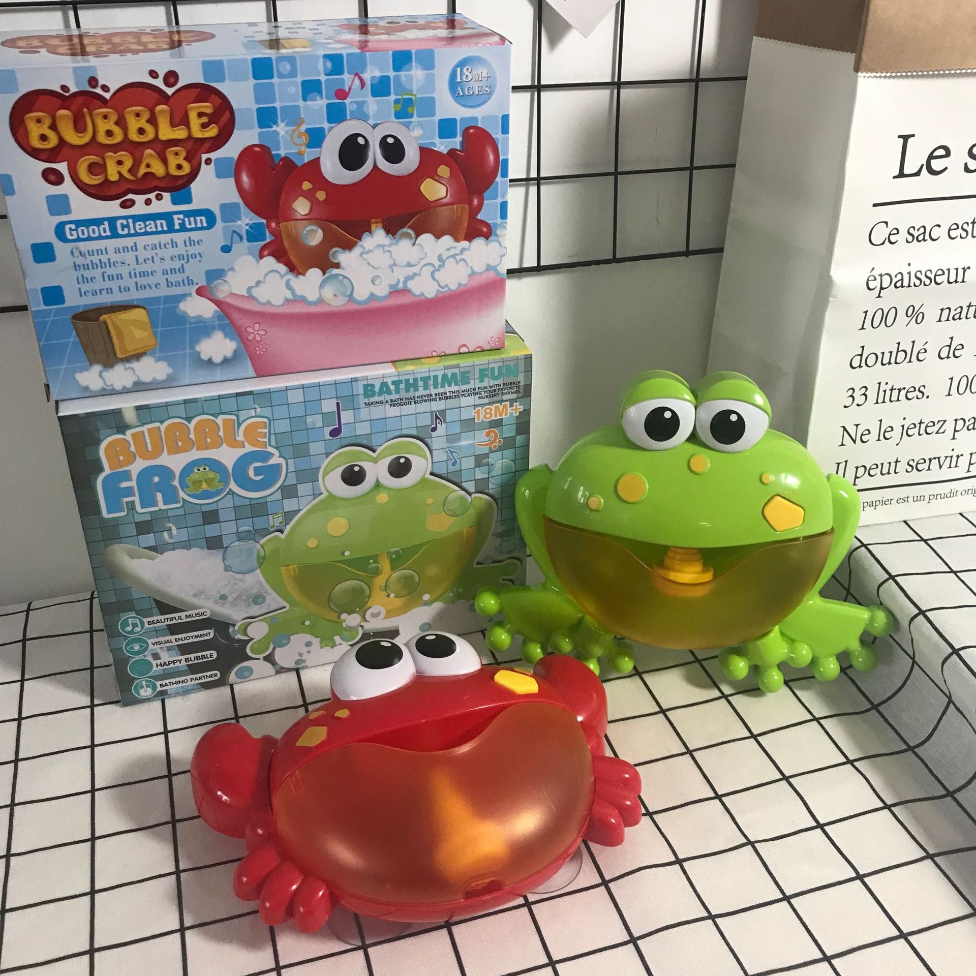 Cross-border children's bath crab bubble machine bathroom bath electric music automatic spit bubble frog water toy