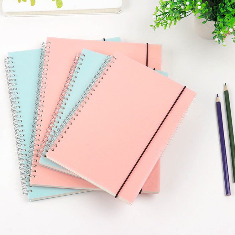 Workbook Transparent Frosted PP Coil Notebook A5 Strap Business Notepad Work Note Notebook Handwritten Copy