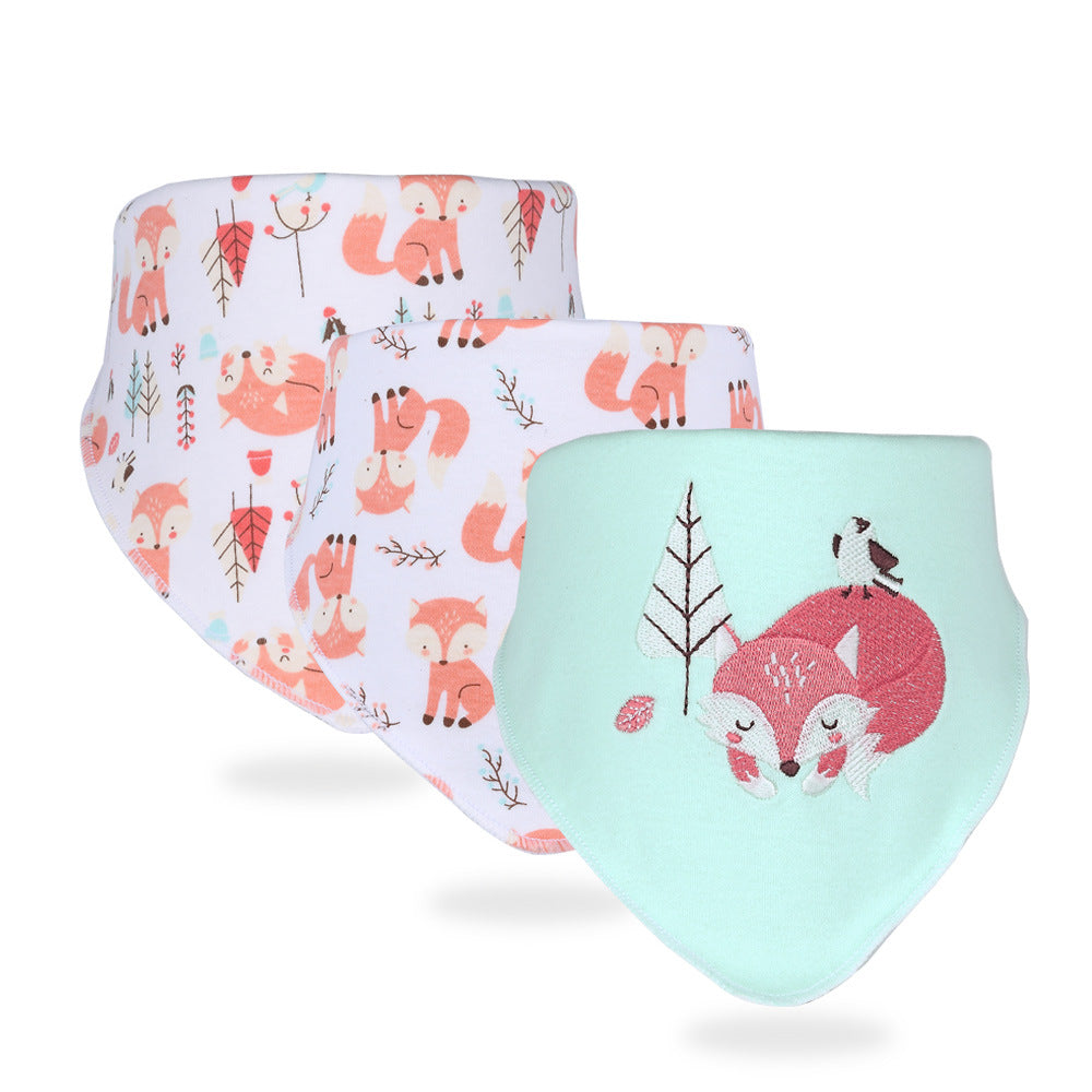 Inxiuli pure cotton baby bibs baby snap button triangle bibs pure cotton baby bibs cross-border