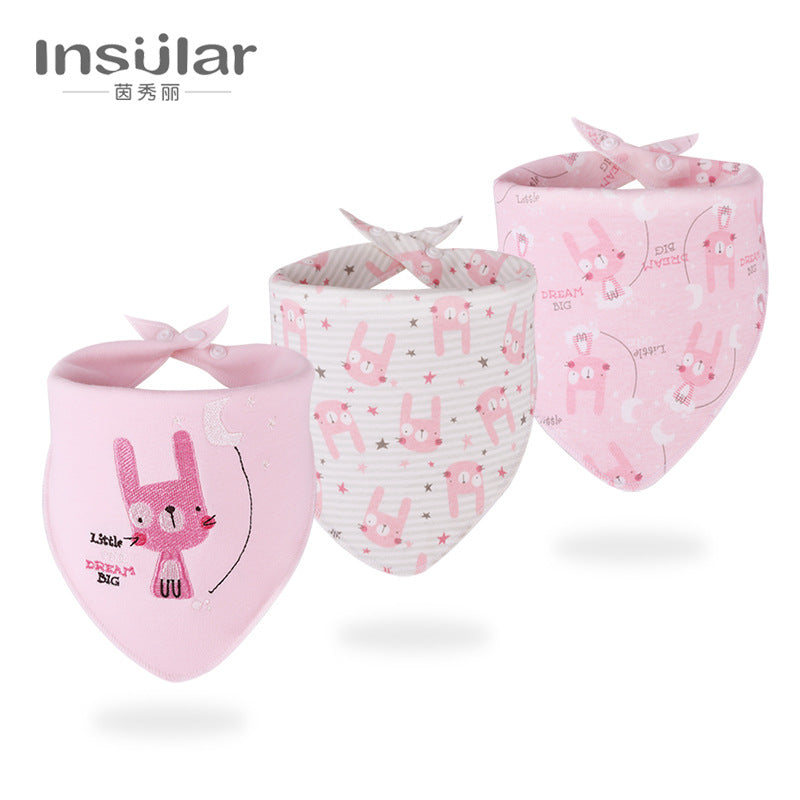 Inxiuli pure cotton baby bibs baby snap button triangle bibs pure cotton baby bibs cross-border