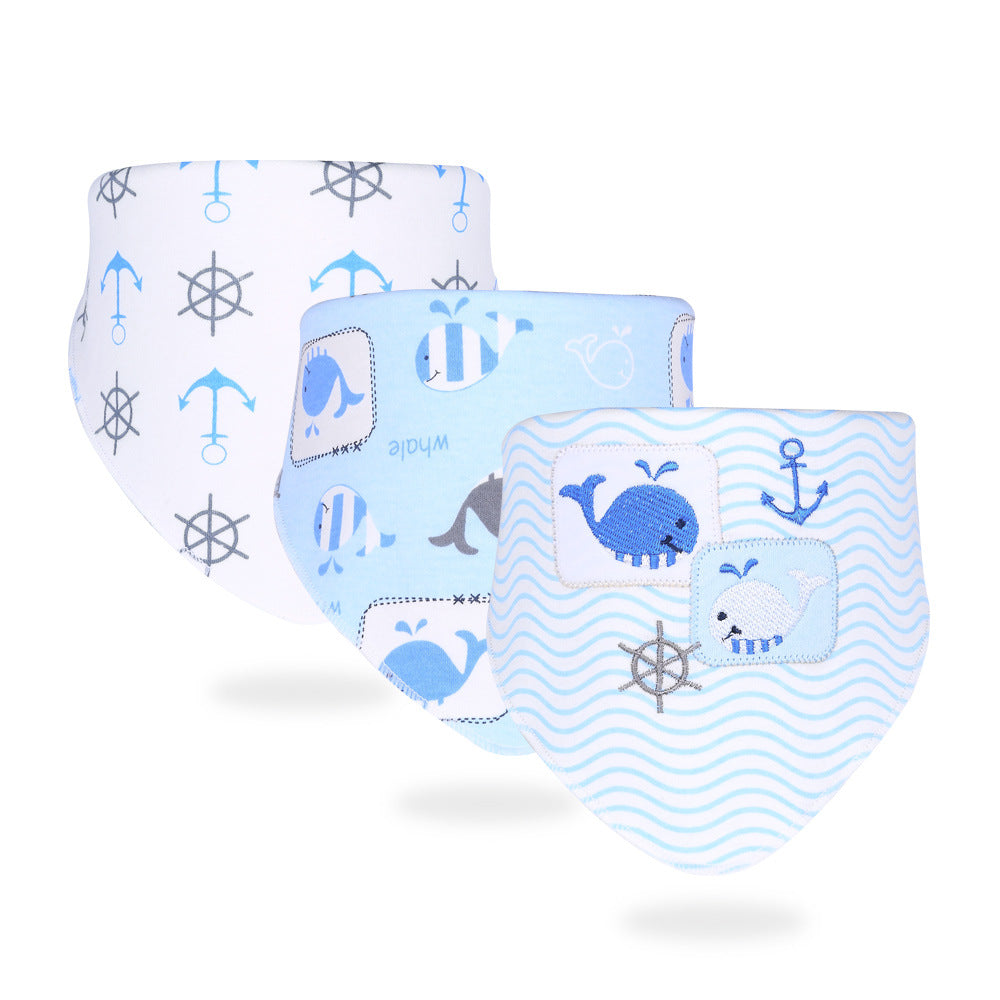 Inxiuli pure cotton baby bibs baby snap button triangle bibs pure cotton baby bibs cross-border