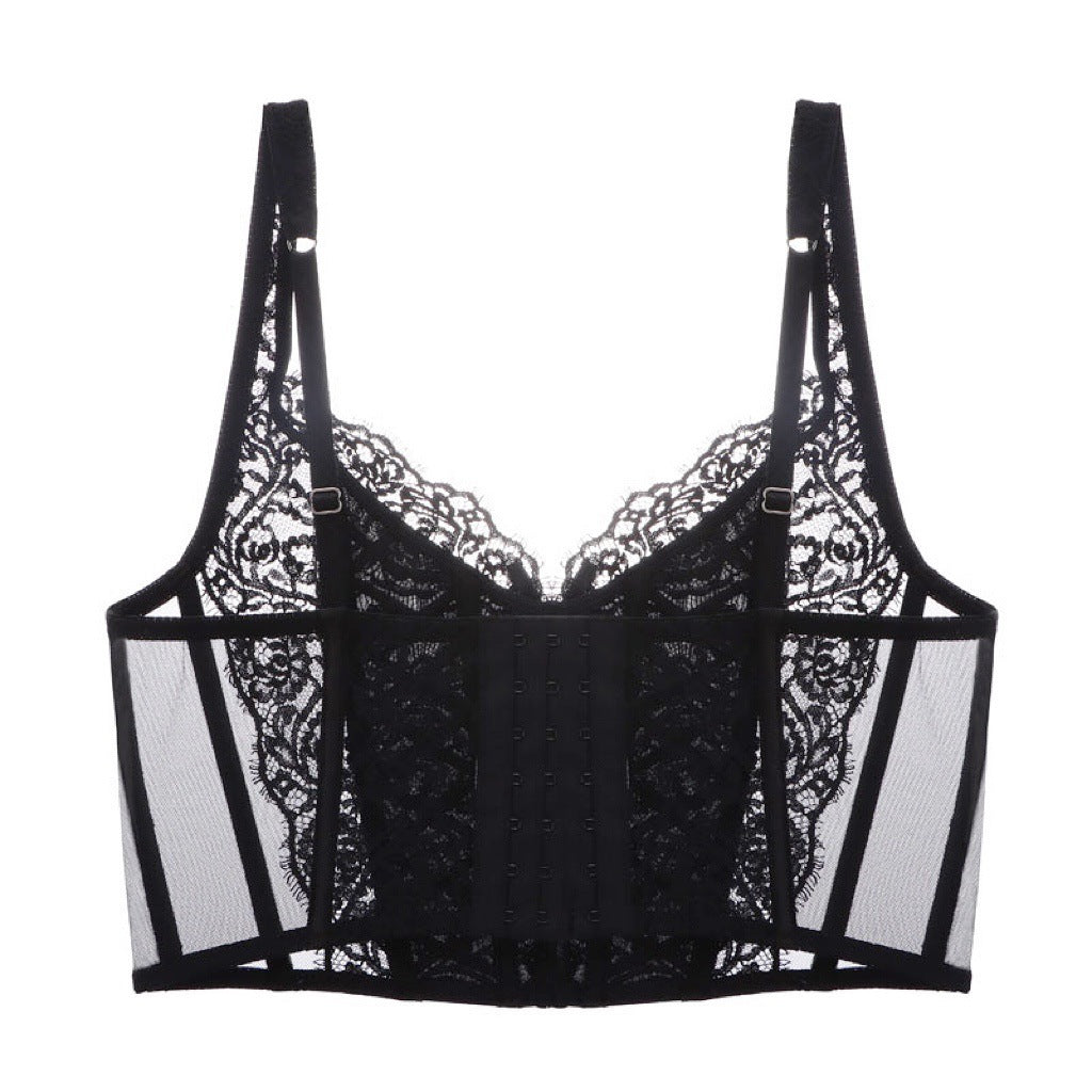 [Fishbone Underwear] French underwear, mesh, unpadded, large breasts, breathable bra, can be worn outside the body shaper