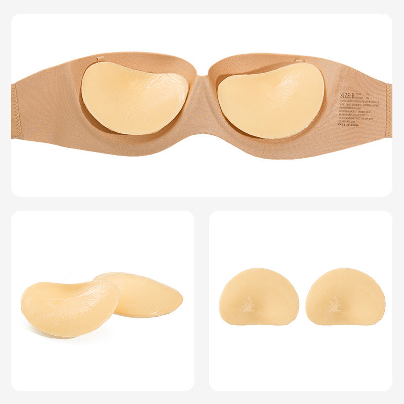 Cross-border self-adhesive double-sided brushed adhesive breast pad underwear women's small chest to show big gathered self-adhesive breast pad double-sided breast sticker wholesale
