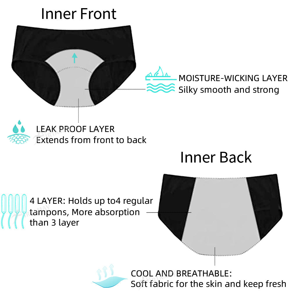 European and American cross-border sexy leopard-print underwear 4-layer absorbent menstrual underwear leak-proof women's physiological menstrual underwear