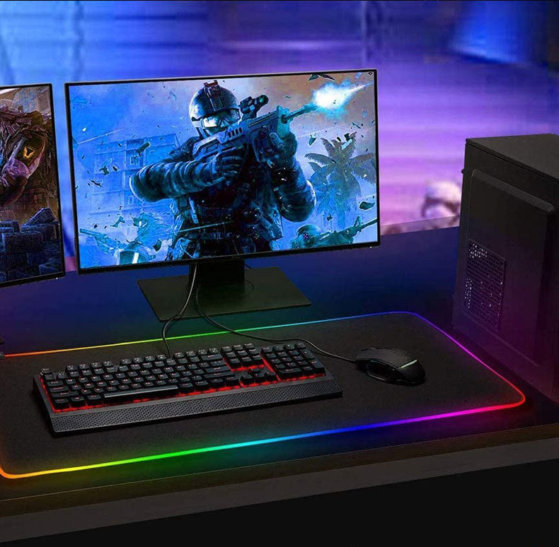 Cross-border spot game pad wholesale boys computer office keyboard pad super large thick e-sports luminous mouse pad