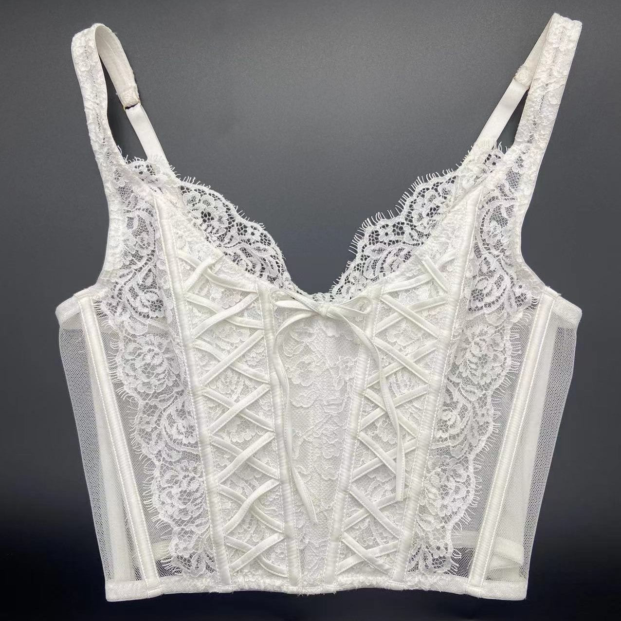 [Fishbone Underwear] French underwear, mesh, unpadded, large breasts, breathable bra, can be worn outside the body shaper