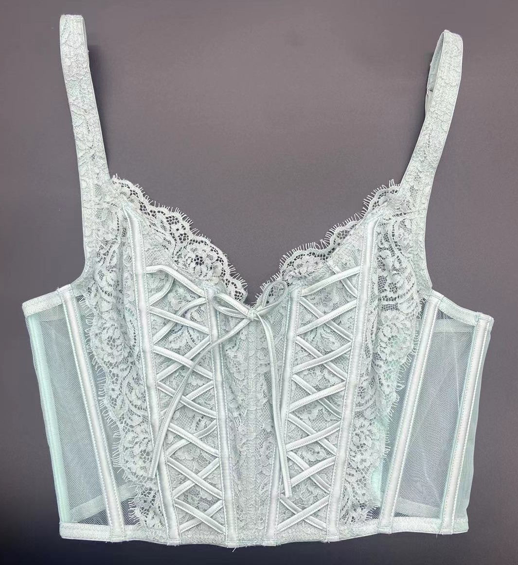 [Fishbone Underwear] French underwear, mesh, unpadded, large breasts, breathable bra, can be worn outside the body shaper