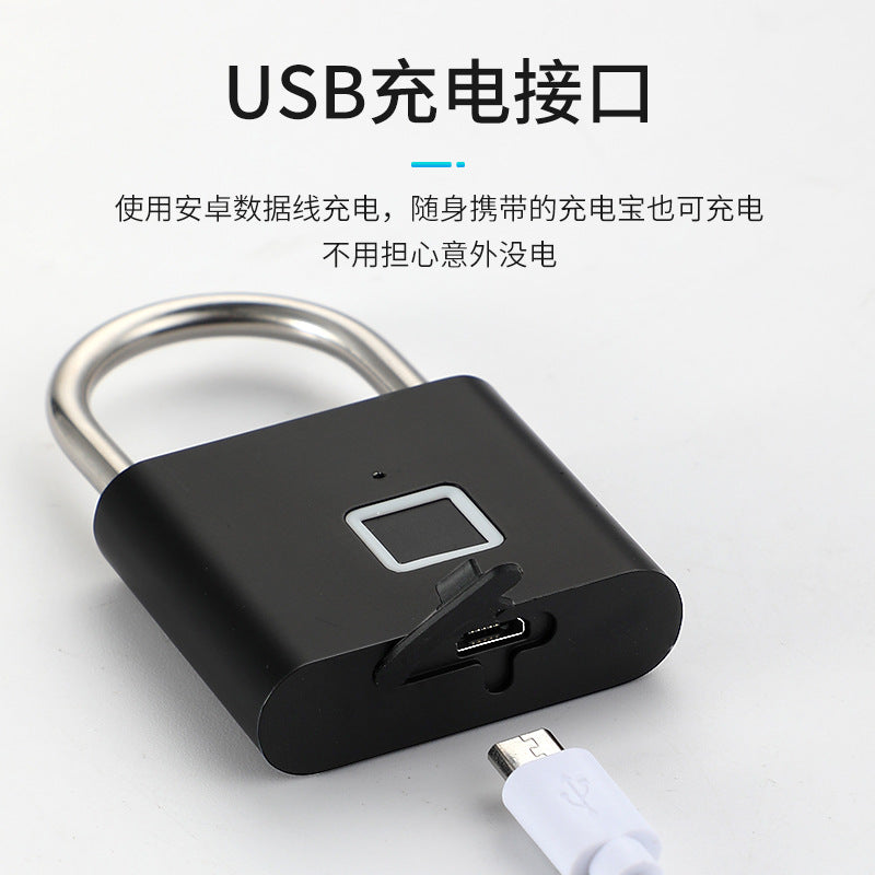 Smart Fingerprint Padlock Outdoor Waterproof Antirust Padlock Smart Electronic Padlock Head Door Anti-theft Combination Lock Cabinet