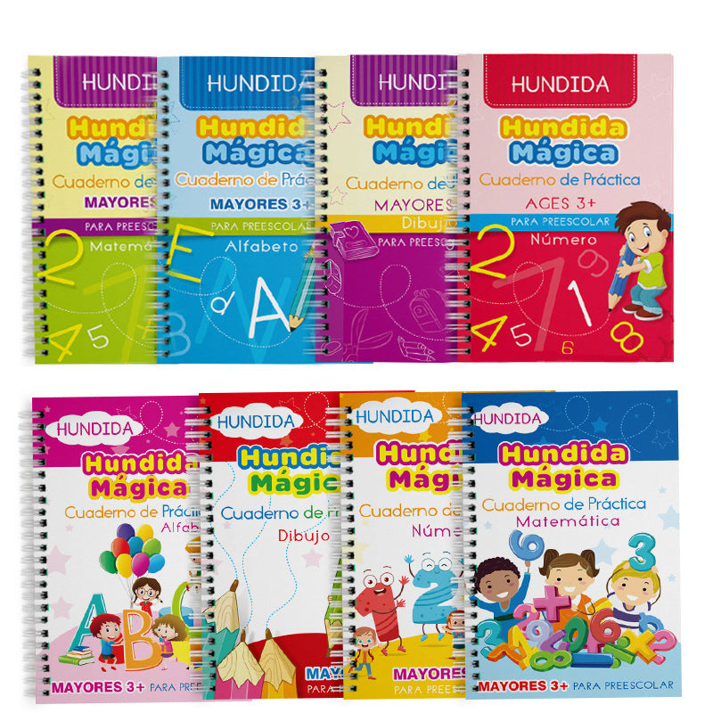 Cross-border Spanish version of children's groove calligraphy practice book, pen control training, magic practice copybook and red tracing book