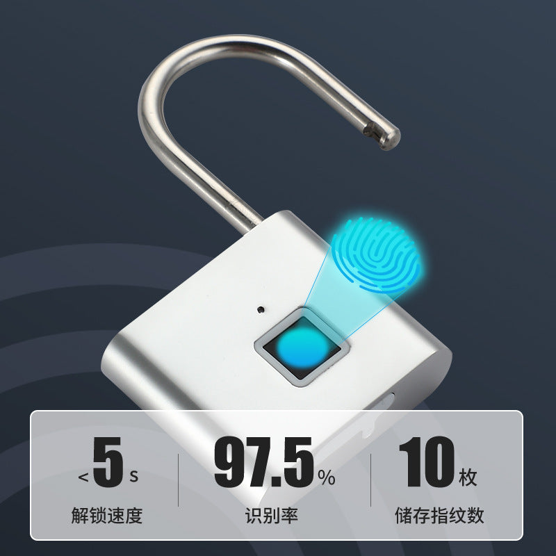 Smart Fingerprint Padlock Outdoor Waterproof Antirust Padlock Smart Electronic Padlock Head Door Anti-theft Combination Lock Cabinet