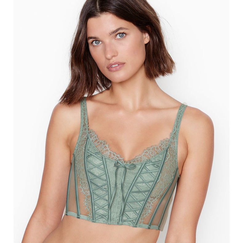 [Fishbone Underwear] French underwear, mesh, unpadded, large breasts, breathable bra, can be worn outside the body shaper