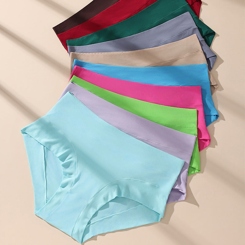Cross-border hot-selling milk silk high waist large size underwear solid color underwear antibacterial crotch women's underwear briefs wholesale