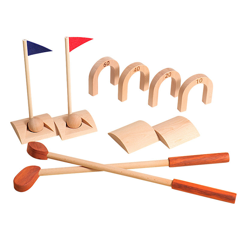 Wooden Indoor Golf Set, Children's Simulated Golf Ball, Outdoor Parent-Child Interactive Fitness Toy