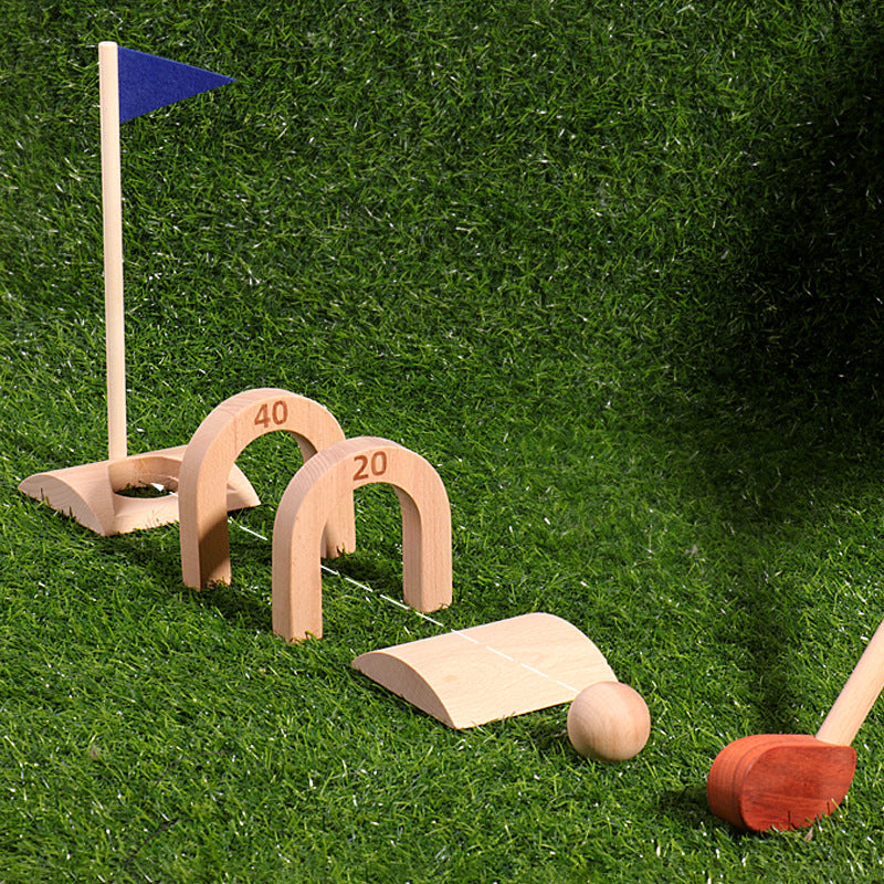 Wooden Indoor Golf Set, Children's Simulated Golf Ball, Outdoor Parent-Child Interactive Fitness Toy