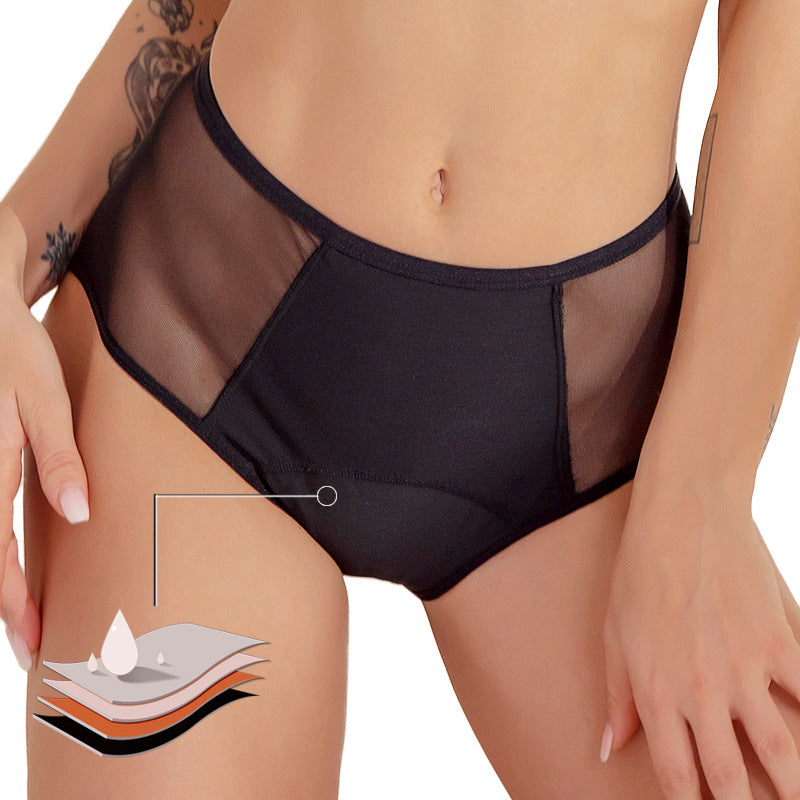 European and American cross-border sexy leopard-print underwear 4-layer absorbent menstrual underwear leak-proof women's physiological menstrual underwear