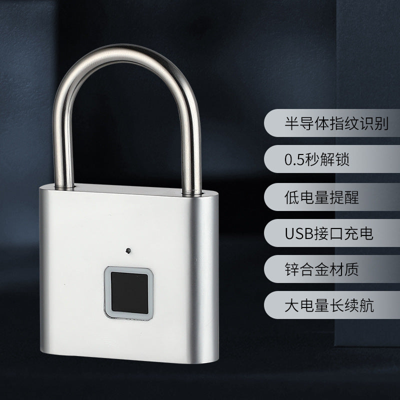 Smart Fingerprint Padlock Outdoor Waterproof Antirust Padlock Smart Electronic Padlock Head Door Anti-theft Combination Lock Cabinet