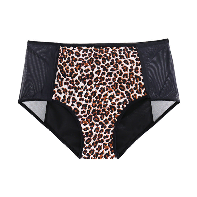 European and American cross-border sexy leopard-print underwear 4-layer absorbent menstrual underwear leak-proof women's physiological menstrual underwear