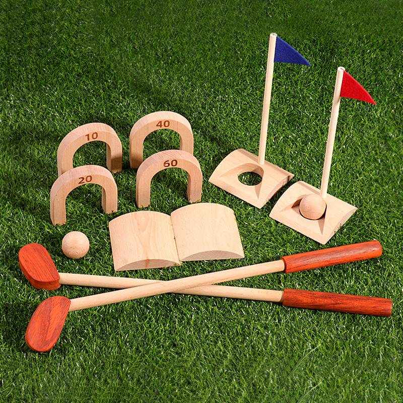 Wooden Indoor Golf Set, Children's Simulated Golf Ball, Outdoor Parent-Child Interactive Fitness Toy