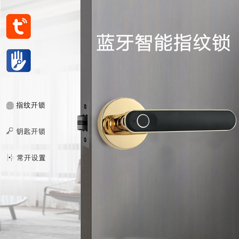 Cross-border bedroom fingerprint lock integrated single handle supports Tuya Bluetooth Tongtong door smart electronic lock