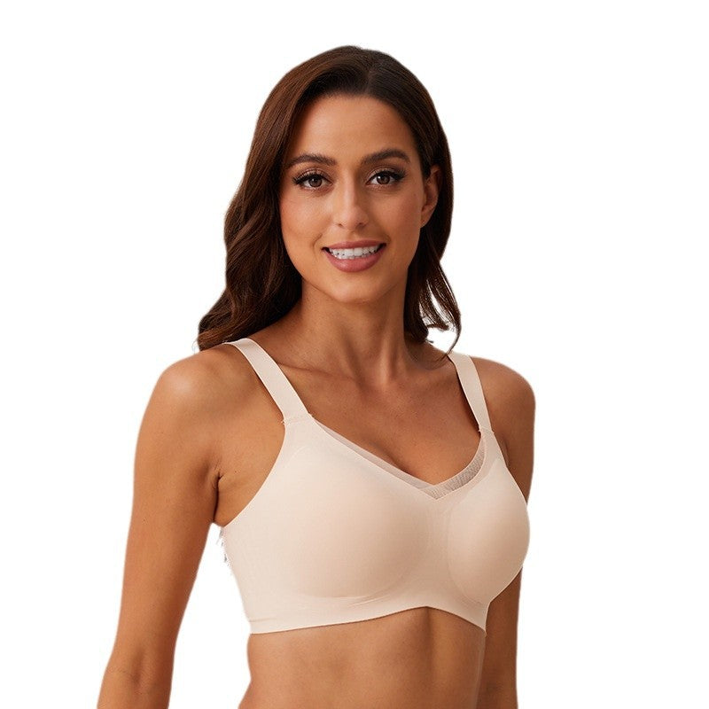 Cross-border special supply of popular style without steel ring bra seamless underwear European and American style large size comfortable foreign trade English washing water label