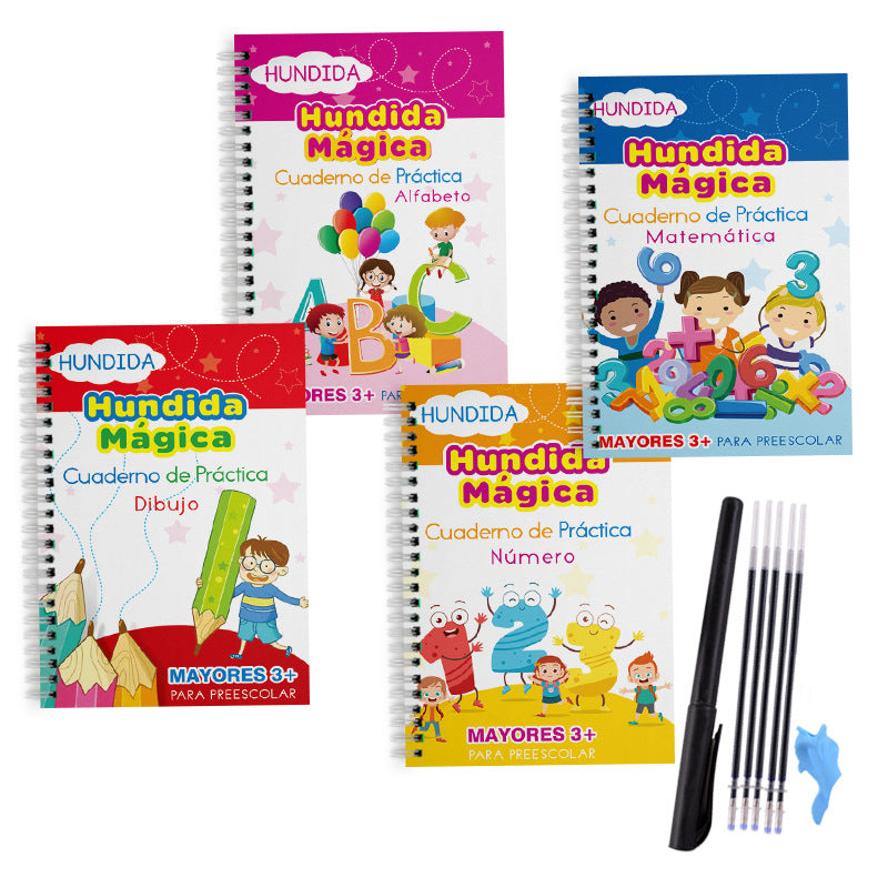 Cross-border Spanish version of children's groove calligraphy practice book, pen control training, magic practice copybook and red tracing book