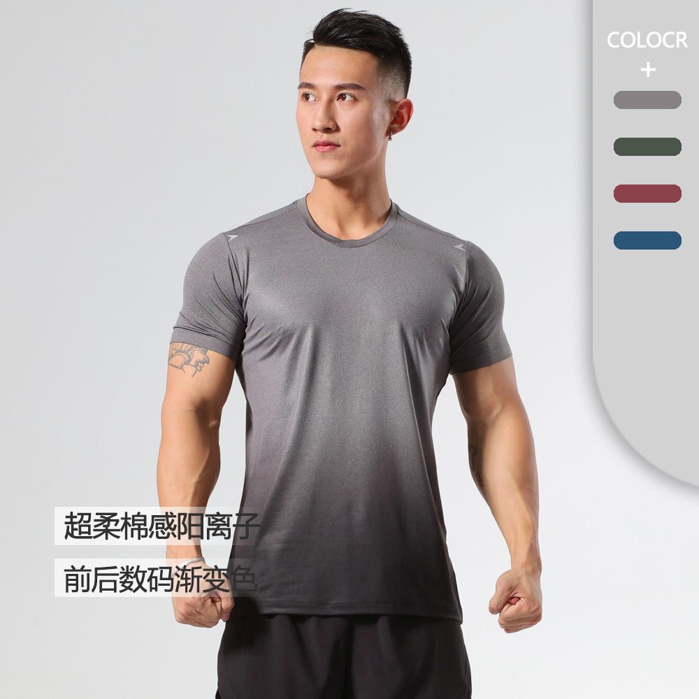 2022 new fitness T-shirt sweat-absorbent breathable elastic sports quick-drying clothing fitness leisure sports short-sleeved 1 piece