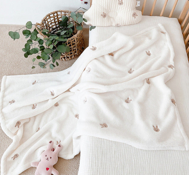 Korea Ins New Baby Velvet Blanket Baby Baby Outing Blanket Autumn and Winter Cover Blanket