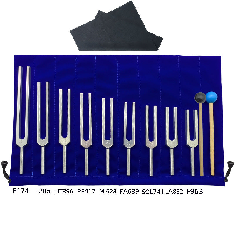 9 gold aluminum alloy tuning fork set 174HZ285396417528639741852963HZ musical instrument accessories