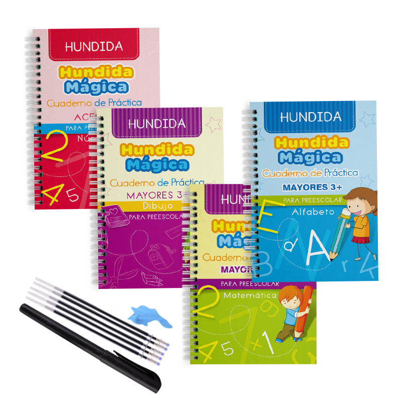 Cross-border Spanish version of children's groove calligraphy practice book, pen control training, magic practice copybook and red tracing book