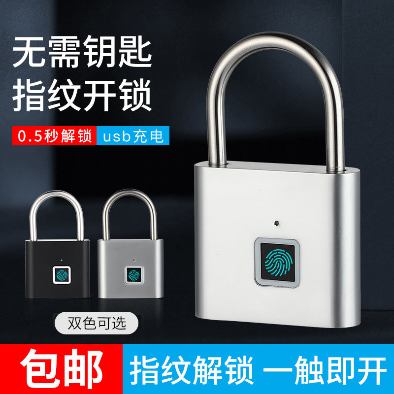 Smart Fingerprint Padlock Outdoor Waterproof Antirust Padlock Smart Electronic Padlock Head Door Anti-theft Combination Lock Cabinet