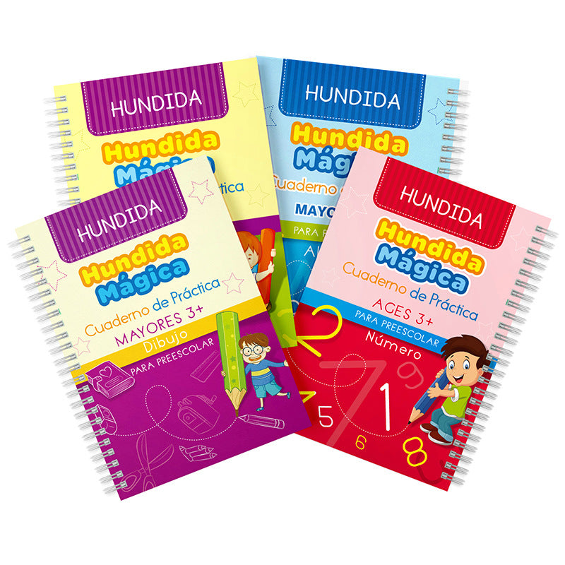 Cross-border Spanish version of children's groove calligraphy practice book, pen control training, magic practice copybook and red tracing book