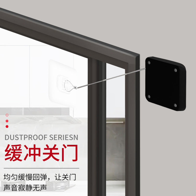 Household non-punching pull rope door closer sliding door bedroom door automatic return simple automatic silent door closer